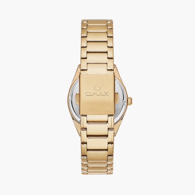 OMAX ساعة أنالوج ذهبية للنساء - Image 3